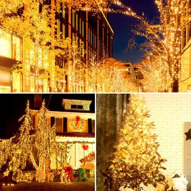 Світлодіодні ліхтарі Globalink на батарейках, 300 світлодіодів, 40 м, теплі білі вуличні Різдвяні ліхтарі-з 8 режимами та таймером, Водонепроникний IP44 для зовнішніх та внутрішніх різдвяних кімнат, вікон, сходів ,саду з перилами (50 м, 2000 світлодіодів)