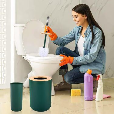 Набір аксесуарів для ванної кімнати SLDIYWOW 9 шт. темно-зелений: мідний відрі, піднос, дозатор мила, тримач для зубних щіток, стакан для зубних щіток, мильниця, WC-щітка, тримач для ватних паличок