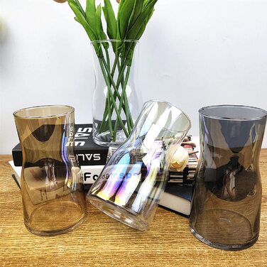 Прозора скляна ваза, кришталева декоративна ваза для квітів, контейнер для рослин для домашнього офісу, подарунок на весілля, новосілля ,урочистості (чарівний колір)