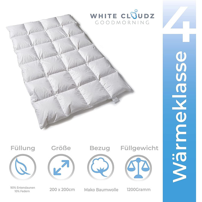 Пухова ковдра White Cloudz Graz 140x220 см - Зима (155x220 см, Warmth Class 4 - Extra Warm)