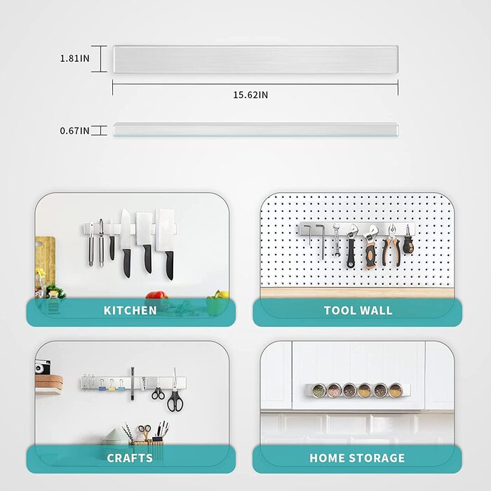 Магнітний тримач для ножів з нержавіючої сталі Virklyee, магнітна настінна стійка для ножів, магнітна смужка для ножів, економія Pla