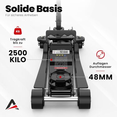 Гідравлічний домкрат Wagenheber 2.5T низькопрофільний з кейсом, 3 гумові накладки та адаптер для легкових авто та авто з заниженою підвіскою до 2500 кг, чорний