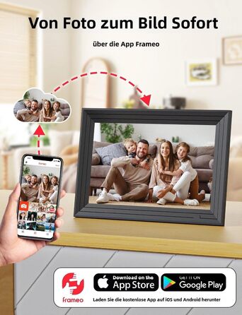 Цифровий фоторамка Frameo з Wi-Fi, 10.1 дюйма, 32GB, IPS сенсорний екран, HD 1280x800, автоматичне обертання, для фото та відео