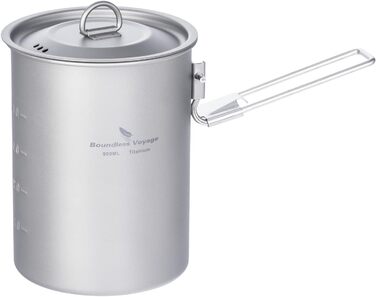 Титанковий казанок iBasingo 900мл з кришкою - казанок для кемпінгу, приготування їжі на відкритому повітрі, подорожей та пікніків