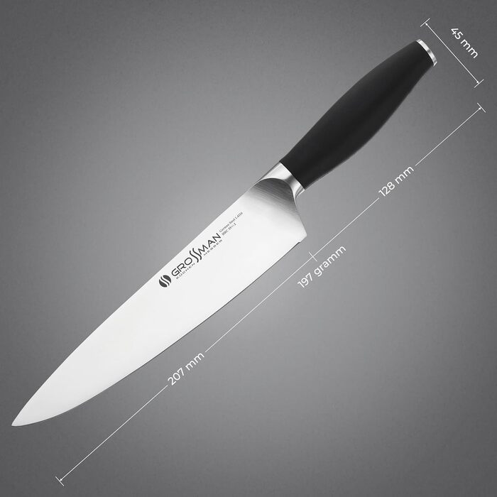 Ніж кухарський Grossman 282ON, 33 см, з нержавіючої сталі, ергономічна ручка