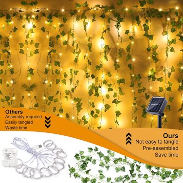 М, 8 режимів, стійкий до погодних умов для приміщення/вулиці, 192 LED Ivy String Light, 1,2x1,5