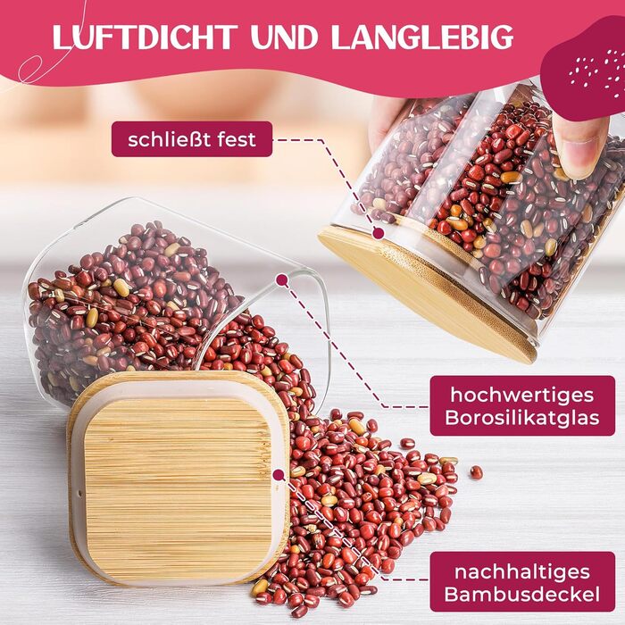 Скляні банки для зберігання кухонних продуктів: 8 шт. по 400 мл та 4 шт. по 920 мл, з кришкою, міцні