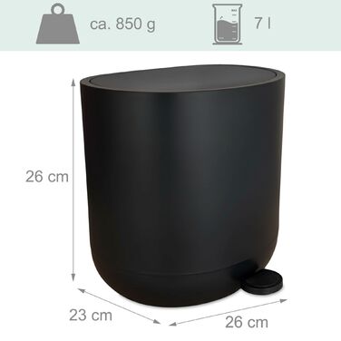 Відро для сміття Relaxdays з м'яким закриттям, 7 л