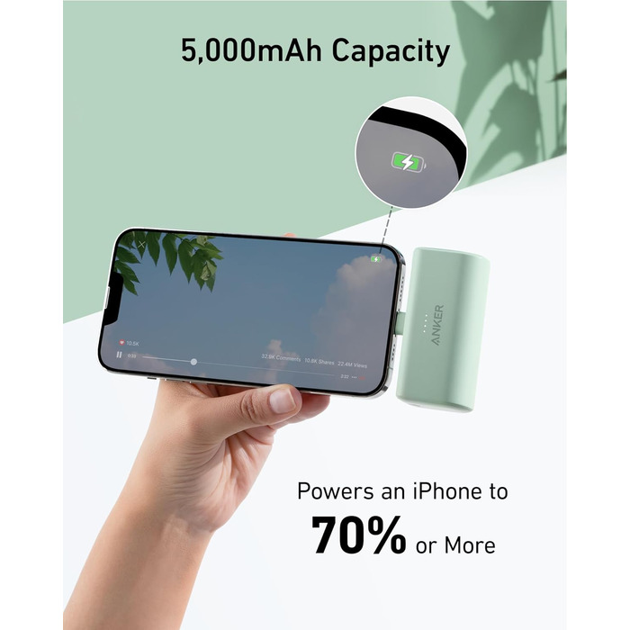 Сертифікація MFi, штекер Lightning, для iPhone 14/13/12 (синій), 621 Powerbank 5,000 mAh