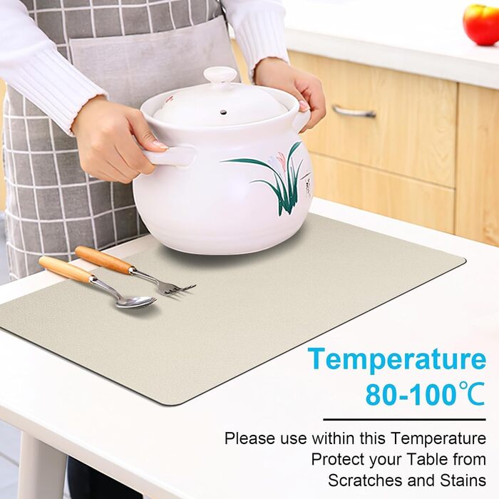 Набори підставки під тарілки 6 шт. з екошкіри, 43x30 см (червоний/бежевий)