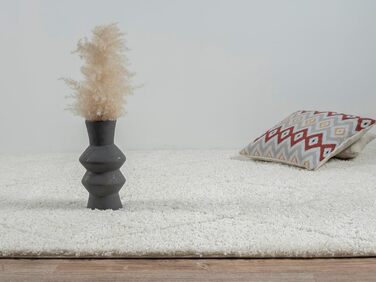 Круглий килим The carpet Bahar Shaggy 160 см кремово-сірий з ромбом