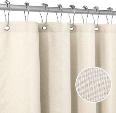 Штора для душу з льону з металевими кільцями, 182x182 см, темно-синій (Marineblau)