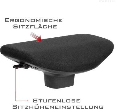 Крісло-трансформер VERSEE V1703 з тканини, чорне: регульована висота, поворотне, для офісу та дому