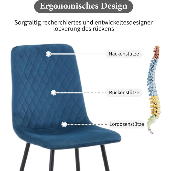 Стілець для обідньої кімнати GOLDFAN (4 шт.) з тканини льон, сірий. Сучасний кухонний, вітальний стілець з металевими ніжками.