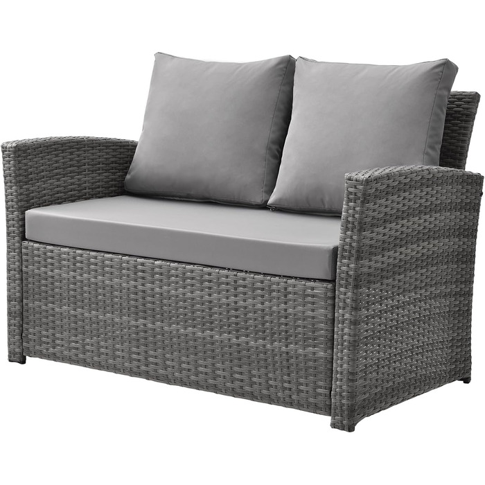 Світ Лаунж-група Roma з ротангу (сіра) - садові меблі з софі та кріслом, набір для відпочинку та обіду