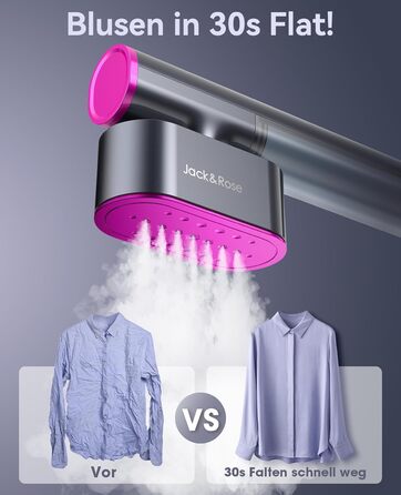 Парoгенератор для одягу Jack & Rose, 110-240V, 1000W, портативний, 2-в-1, для подорожей, сірий