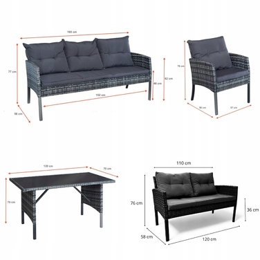 Комплект садових меблів IdealGarden із техноротанга, коричневий, 5 предметів