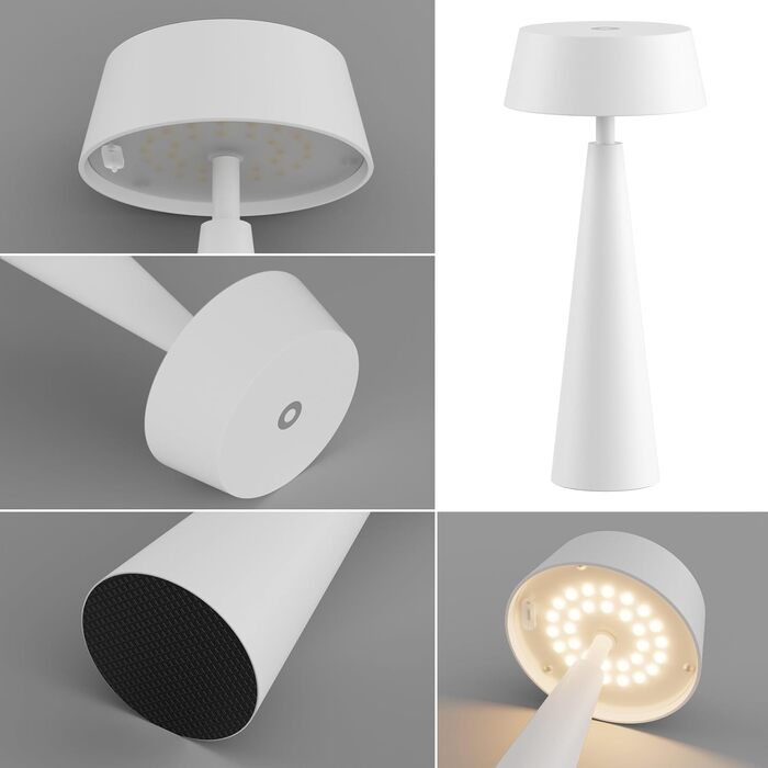 2 шт. Білі бездротові настільні лампи з акумулятором, регульоване освітлення 3000K-6000K, IP54, USB-C, для дому та вулиці, балкону, обіднього столу, білі