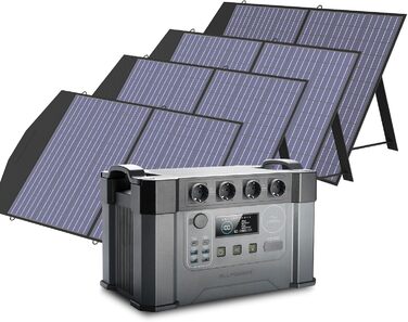 Портативна електростанція ALLPOWERS 2400W (4000W пік) з MPPT сонячною панеллю, 1451Wh, для кемпінгу, дому, RV, надзвичайних ситуацій (S2000 Pro+4xSP027)