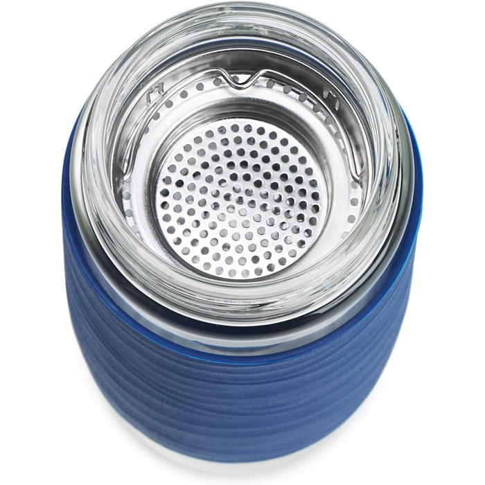 Емса N20805 Чайний горнятко з подвійними стінками | 0,4 л | знімний фільтр | без BPA | 100% герметичне | не протікає | придатне для миття в посудомийній машині | 360° отвір для пиття | Синій