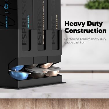 Диспенсер для капсул Nespresso Vertuo GalvanoX (3 шт.), органайзер для стільниці, сталевий, вміщує 3 смаки (30 капсул)