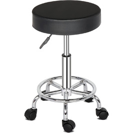 Табурет на коліщатках TactFire, робочий стілець, обертовий стілець, регульований по висоті, що обертається на 360 , офісний стілець, обертовий стілець для офісу, салону, масажу, спа (чорний), чорний (1, чорний2)