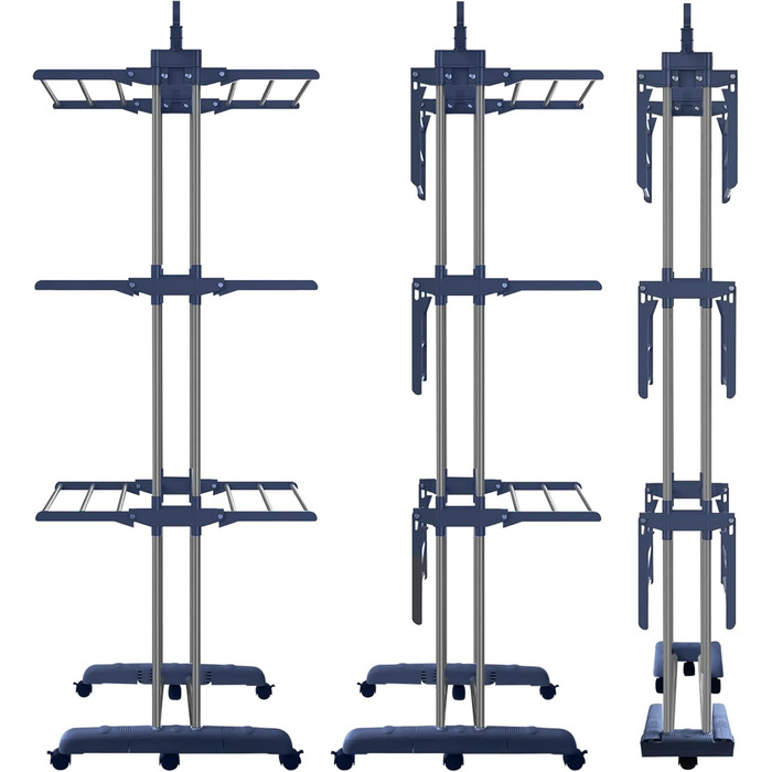 Сушильна стійка Allyson - складна, стійка до погодних умов, колеса, економія місця, внутрішня/зовнішня, темно-синя