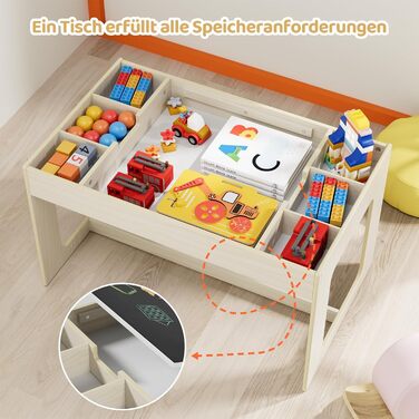 Дитячий стіл та стільці Mamizо з місцем для зберігання, набір для дитячої кімнати, школи, дитячого садка, від 3 років (білий)