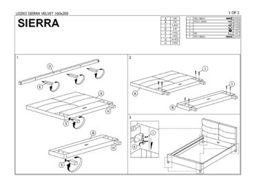 Ліжко SIERRA VELVET 120X200 сіре/дуб TAP.150