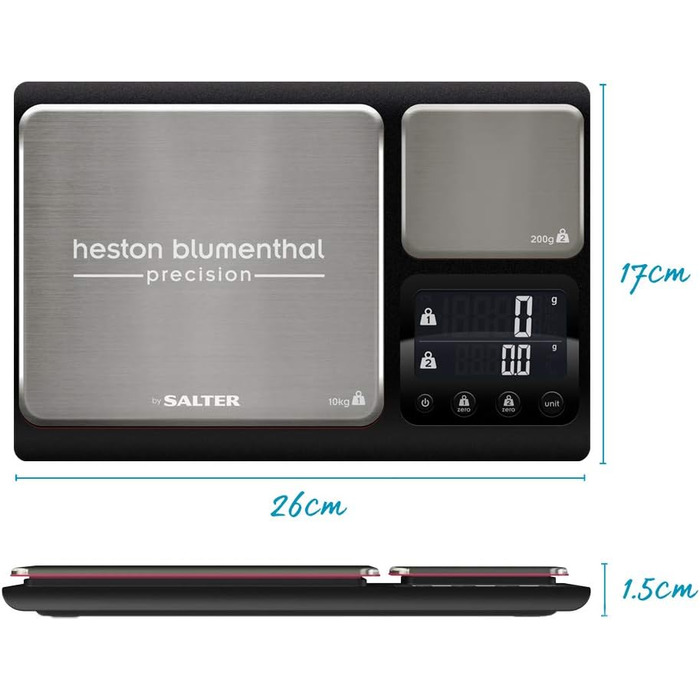 Кухонні ваги Heston Blumenthal Precision By Salter 1049A HBBKDRUP - прецизійна платформа, 10 кг, 1 г, з функцією тарування, метричні та імперські одиниці
