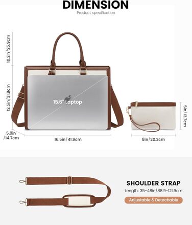 Сумка для ноутбука LOVEVOOK 15.6 дюймів, жіноча, велика, з екошкіри, для роботи, навчання, універсальна, на плечі, велика містка сумка-шопер