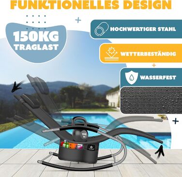 Крісло-шезлонг KESSER® для саду | Зручне крісло-гойдалка | Стійке до погодних умов | Макс. 150 кг