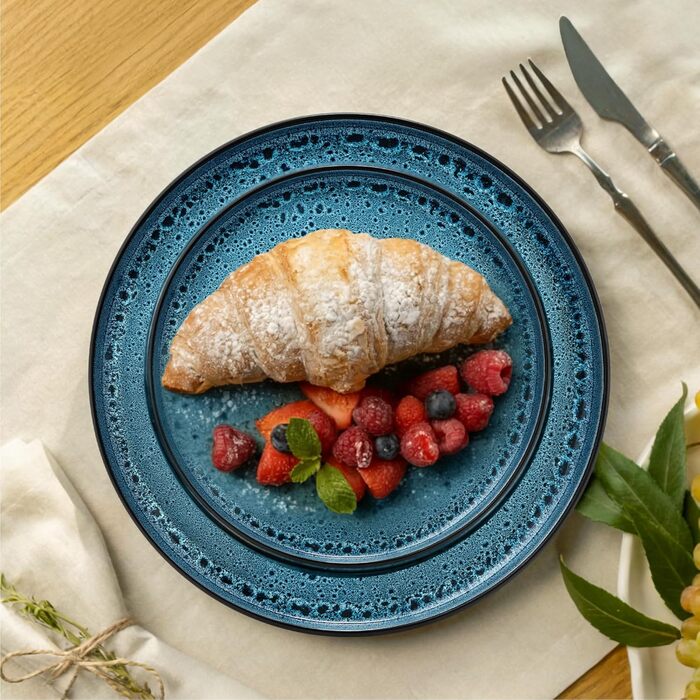 Набір посуду Twinzee Steingut 24 елементи для 6 осіб: тарілки та миски - серія Riviera (Азур, великі тарілки (x6))