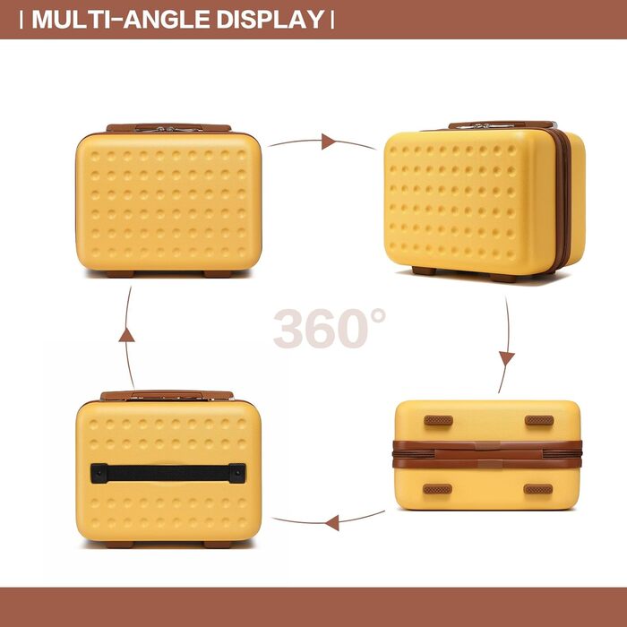 Валіза-тележка KONO з жорсткою оболонкою, 76x50x31 см, білий колір (з жовтим та косметичним набором)