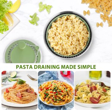 Салатниця-сушарка з нержавіючої сталі SUTEAS, велика миска для миття овочів та фруктів, сушарка для салатів з 5 лезами, сито для яєць/жовтка, подрібнювач для ефективного приготування салатів та миття продуктів
