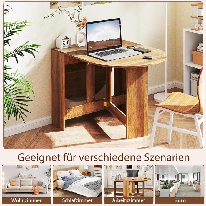 Розкладний обідній стіл GIANTEX для кухні та вітальні, дерев'яний, овальний, на 4-7 осіб, 163 x 80 x 75 см