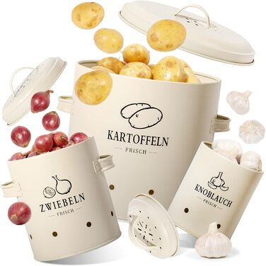 Набір контейнерів для зберігання картоплі, цибулі та часнику (3 шт.), зберігає овочі свіжими