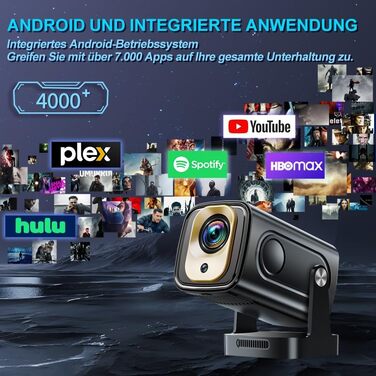 Портативний проєктор Mini Beamer 4K Full HD 1080P з WiFi 6, Bluetooth 5.2 та автоматичною корекцією трапецеїдальних спотворень. Підтримка HDMI, TV Stick, Memory Stick, Laptop. Білий (NT10-Black)