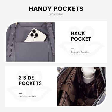 Сумка для ноутбука LOVEVOOK 15.6 дюймів для жінок: велика, на плечі, кросбоді, торба з канвасу, елегантна, для офісу, роботи, подорожей (сіра)