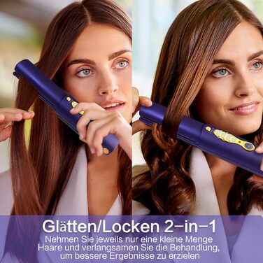 Бездротовий випрямляч для волосся Titan 2-в-1 з акумулятором 5000mAh (щипці-випрямляч, локони) блакитного кольору для всіх типів волосся