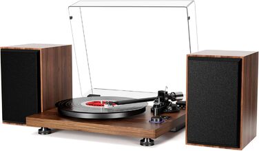 HiFi вініловий програвач Bluetooth USB з динаміками, стереосистема з регульованим противагою, магнітним картриджем та RCA виходом