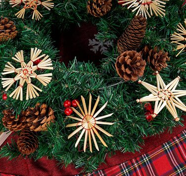 Різдвяні підвіски Homewit Straw Star солом'яні 24 шт 10 см бежеві
