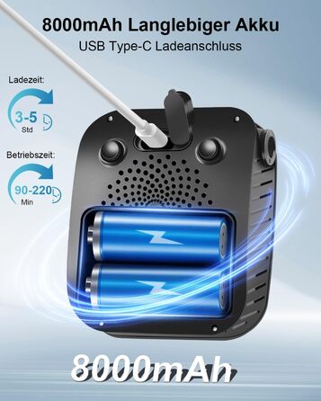 Портативна душ для кемпінгу AUTOPkio з акумулятором 8000mAh, насосом та дисплеєм, IPX8, чорний