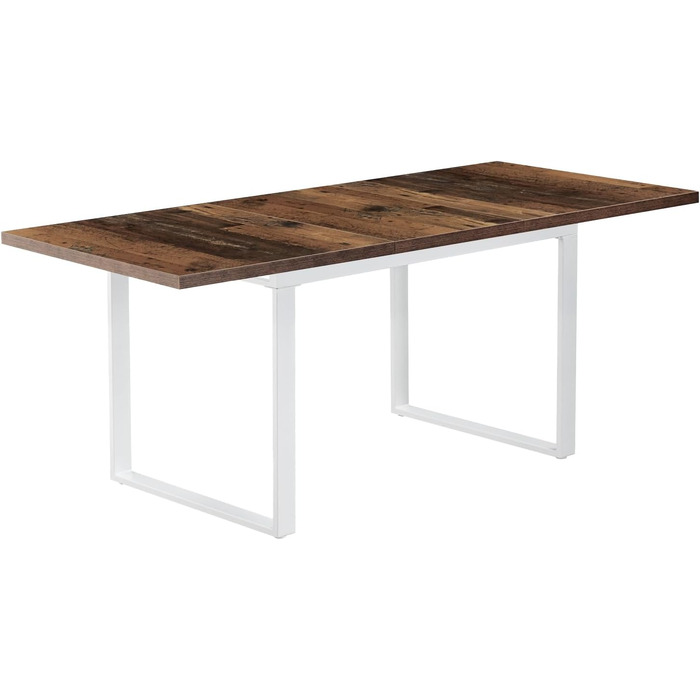 Розсувний обідній стіл Anna B&D home | 120-160 x 80 см, на 4-6 осіб | Скандинавський стиль, Texas-Eiche | Чорне металеве підстав'я, для кухні та їдальні