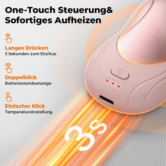 Електричні грілки для рук 2 шт. з магнітом, портативні 6000mAh, 3 режими нагріву, USB, для кемпінгу, офісу (рожеві)