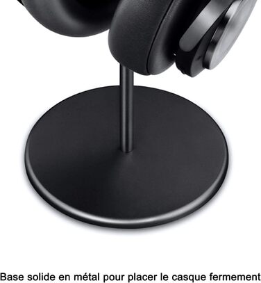 Підставка для навушників QinCoon з дерева волоського горіха та алюмінію, міцна основа, для геймерських навушників, сумісна з усіма моделями (чорний)