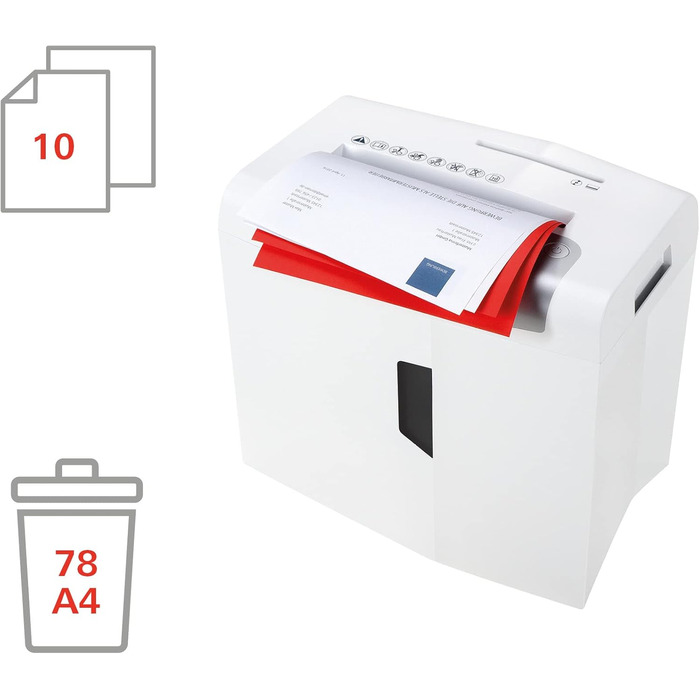 Шредер HSM Shredstar X10: безпечне знищення документів, CDs, DVDs, кредитних карток. Розмір частинок 4,5x30 мм, рівень P-4, 20л контейнер, 10 аркушів.