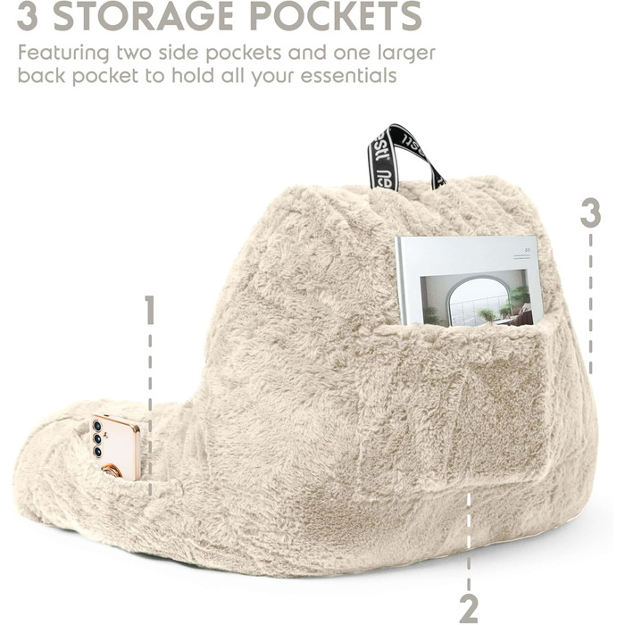 Подушка для читання Nestlé Pelz, стильна спинка для сидіння в ліжку, штучне хутро, крісло-подушка з підлокітниками, подушка для читання в ліжку, для дорослих та дітей, спинка для відпочинку в ліжку, салатовий колір (стандарт, льон)