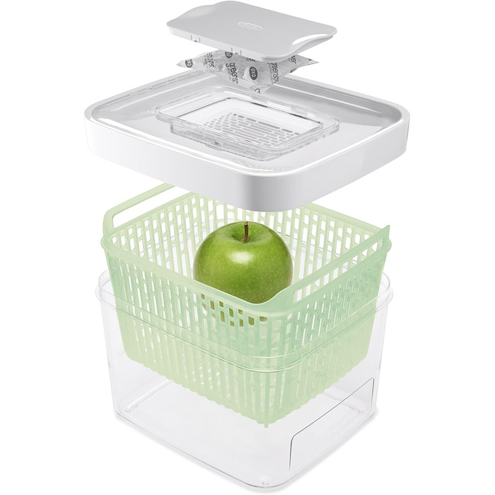 OXO Good Grips Greensaver Контейнер для зберігання продуктів, 4.7 л, з кришкою та вентиляцією, набір 4 шт.