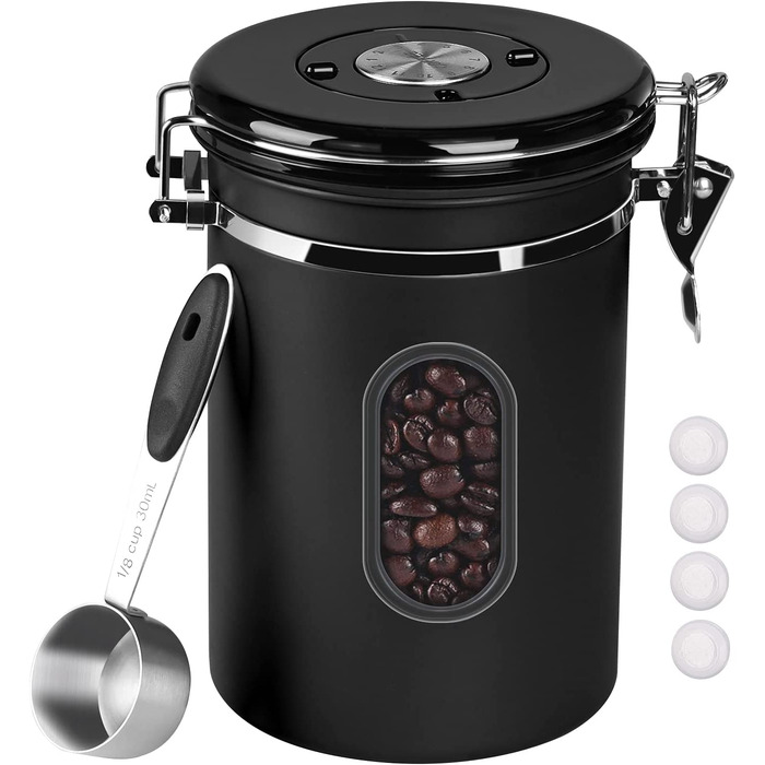 Кавова банка з нержавіючої сталі герметична ємність для кави об'ємом 1,8 л Контейнер для зберігання чаю горіхи Какао довше залишаються свіжими (сірий)